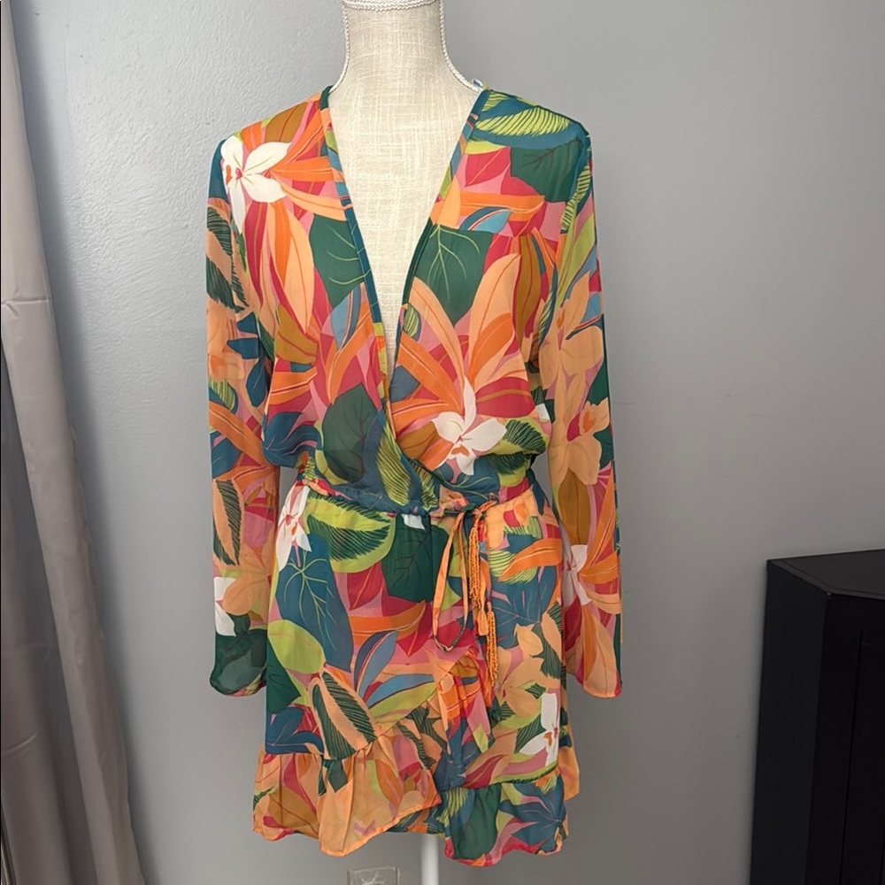 Tropical Print Women's Swim Cover-Up